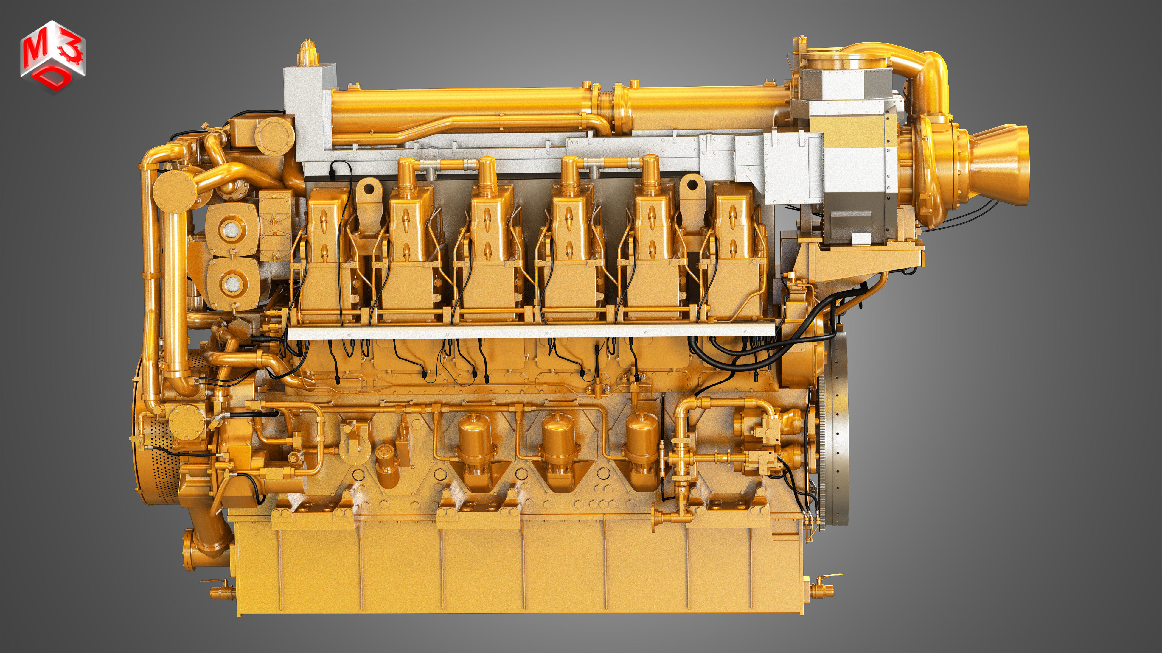 C280 Engine - V12 Industrial Diesel Engine 3D model_5