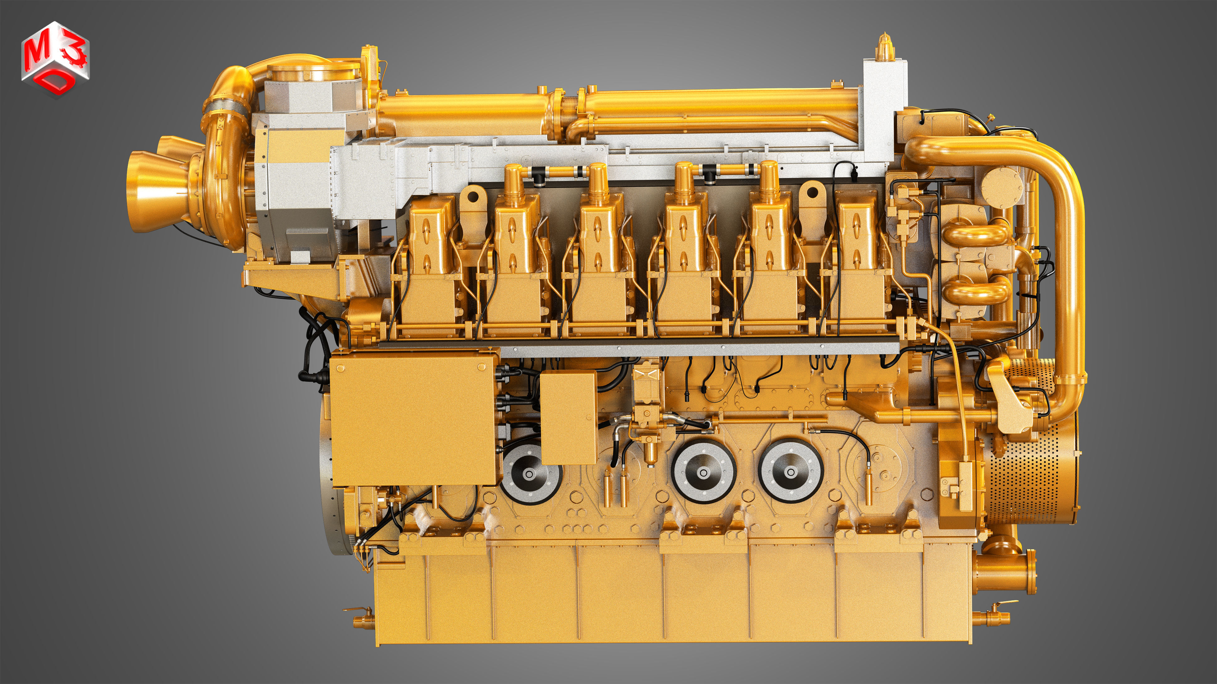 C280 Engine - V12 Industrial Diesel Engine 3D model_6