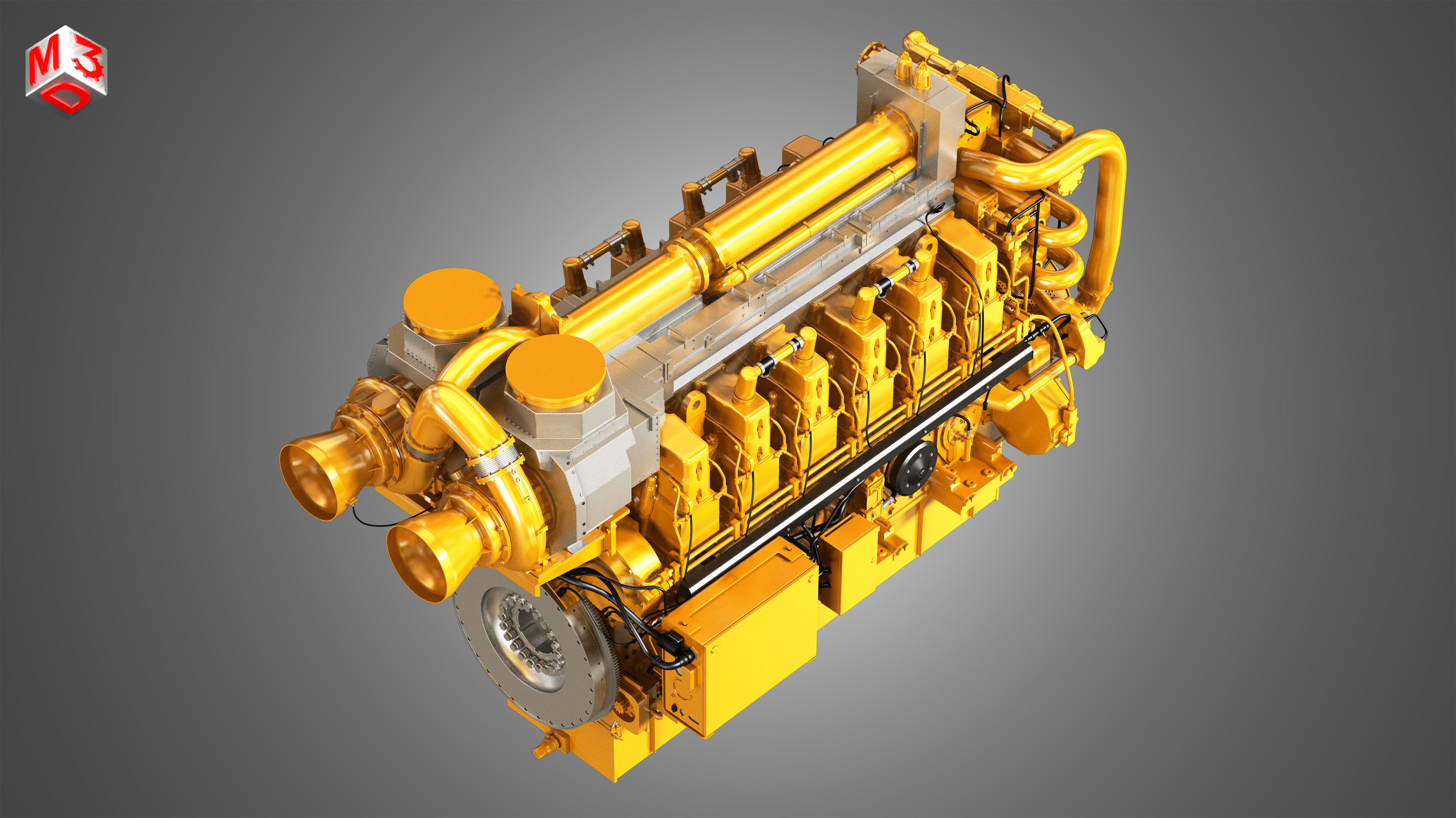 C280 Engine - V12 Industrial Diesel Engine 3D model_8