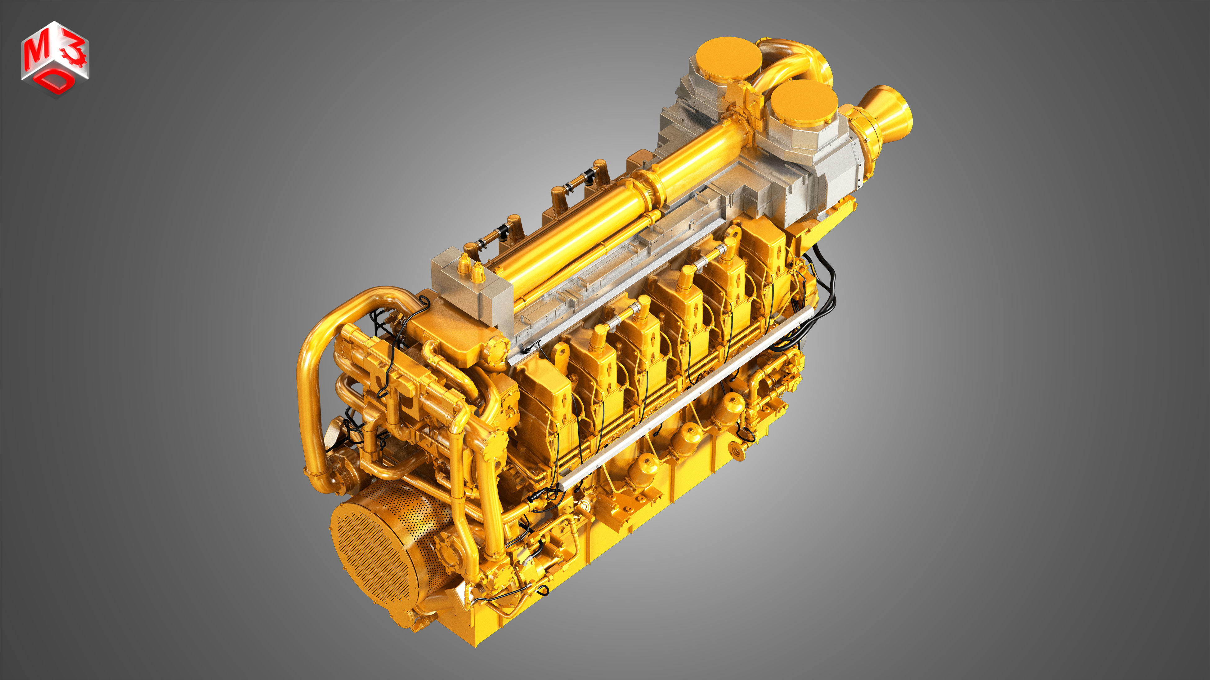 C280 Engine - V12 Industrial Diesel Engine 3D model_7