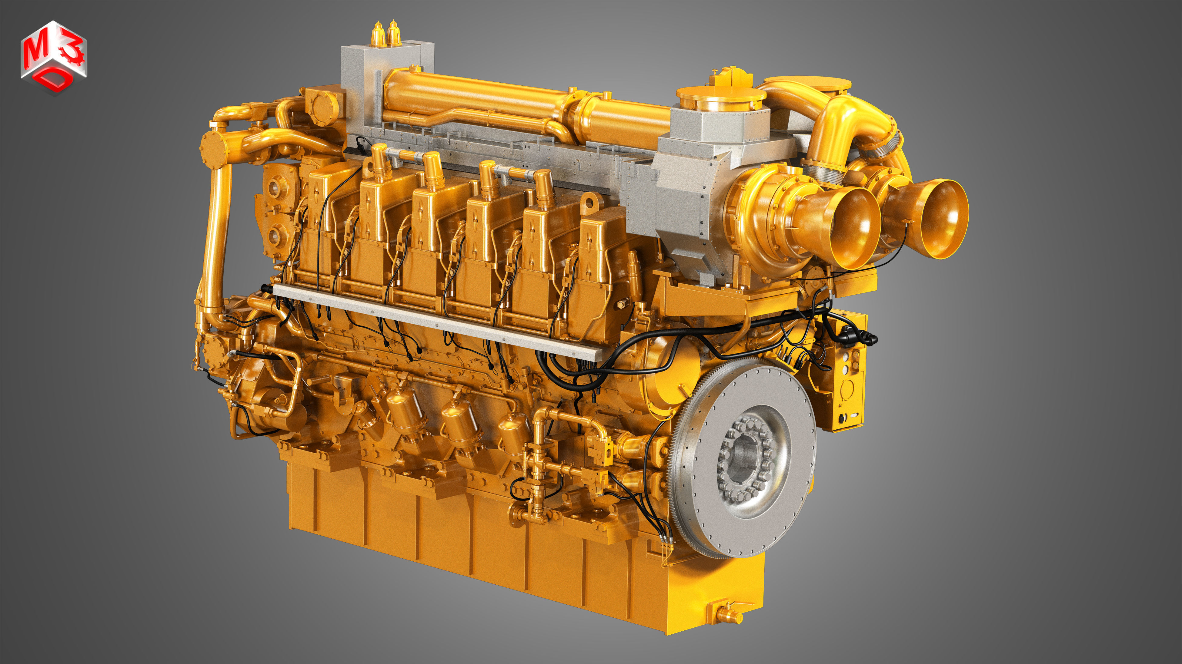 C280 Engine - V12 Industrial Diesel Engine 3D model_4