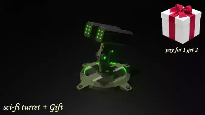 black friday turret 3d NEW YEAR SALE with gift Free low-poly 3D model