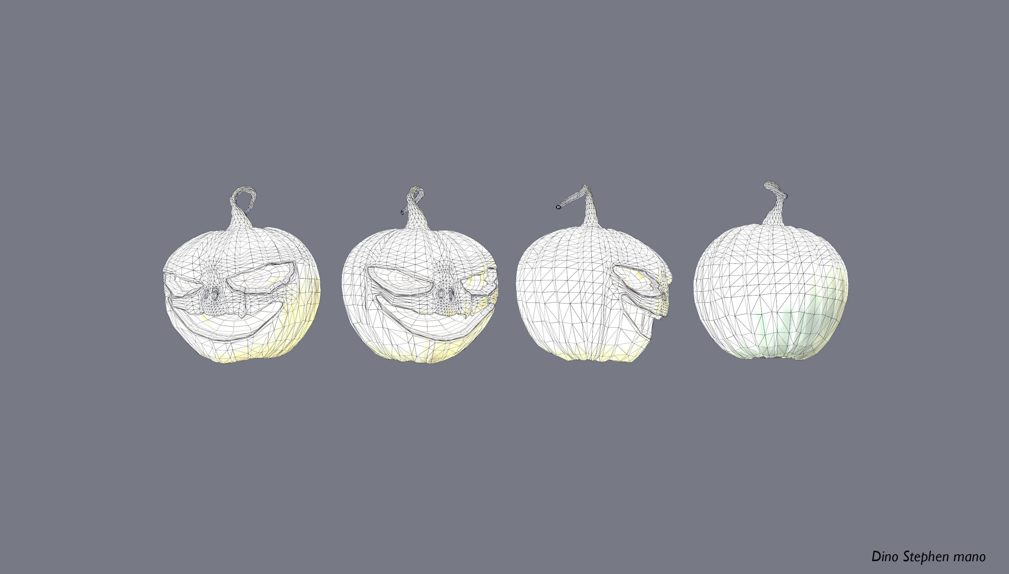 Happy Helloweeenn Pumpkin Low-poly 3D model_2