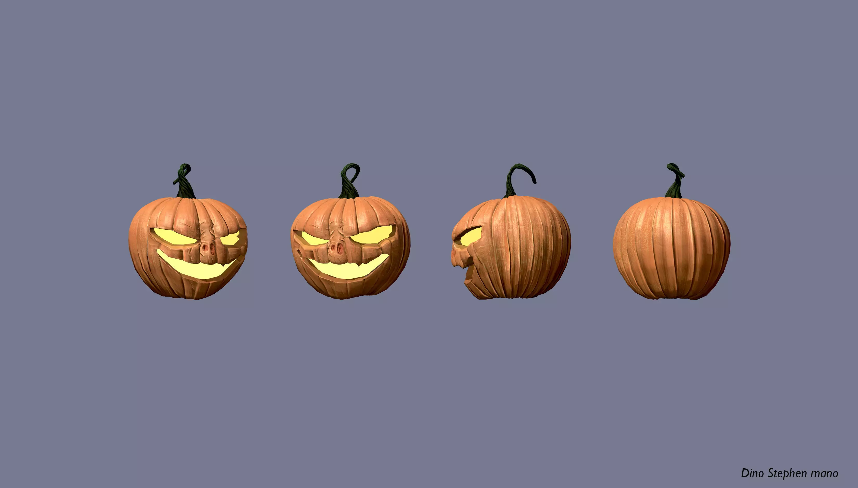 Happy Helloweeenn Pumpkin Low-poly 3D model_0
