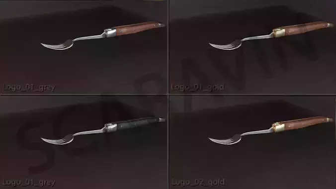 Fork Laguiole style Low-poly 3D model