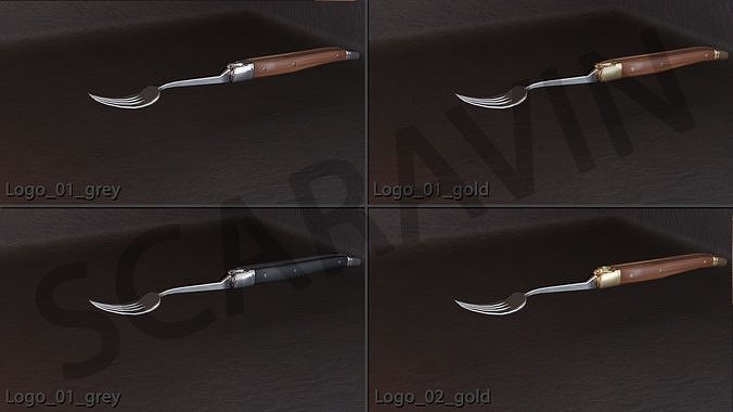 Fork Laguiole style Low-poly 3D model