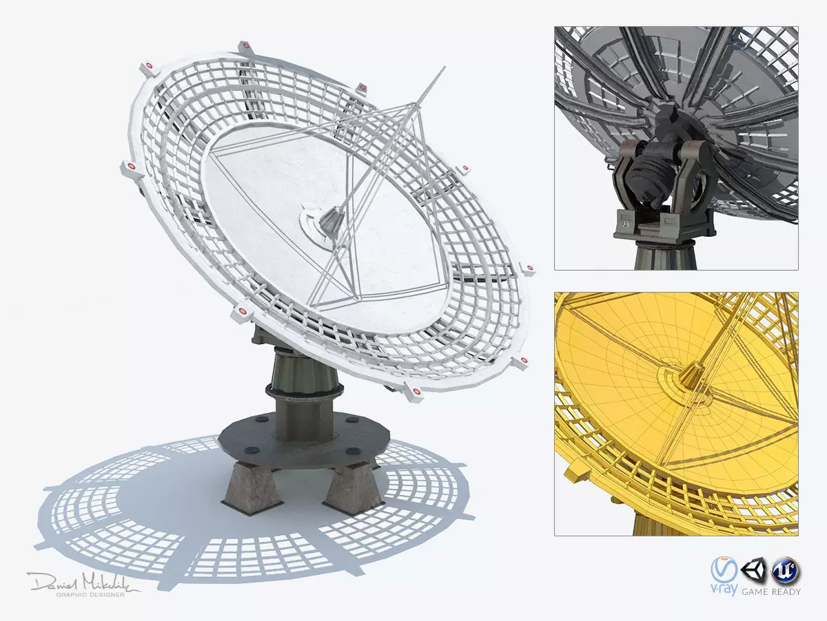 Huge Satellite Dish  Low-poly 3D model_0