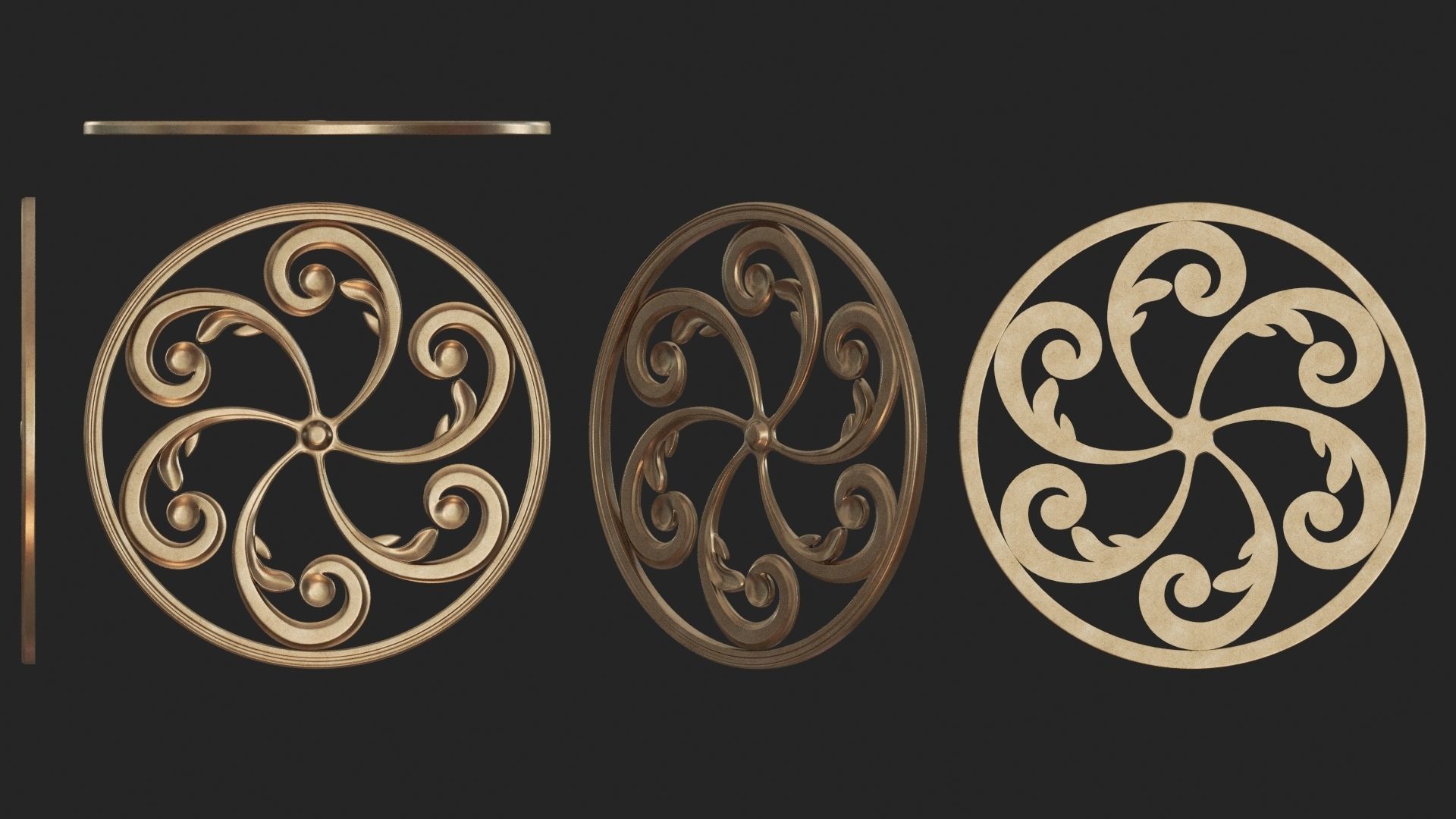 9 Ornament Samples with flat backside 3D print model_7