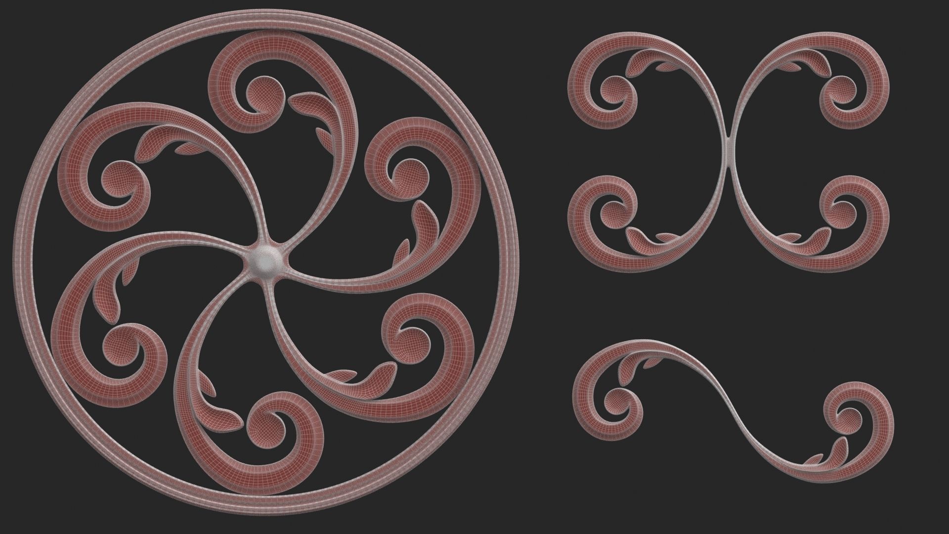 9 Ornament Samples with flat backside 3D print model_14