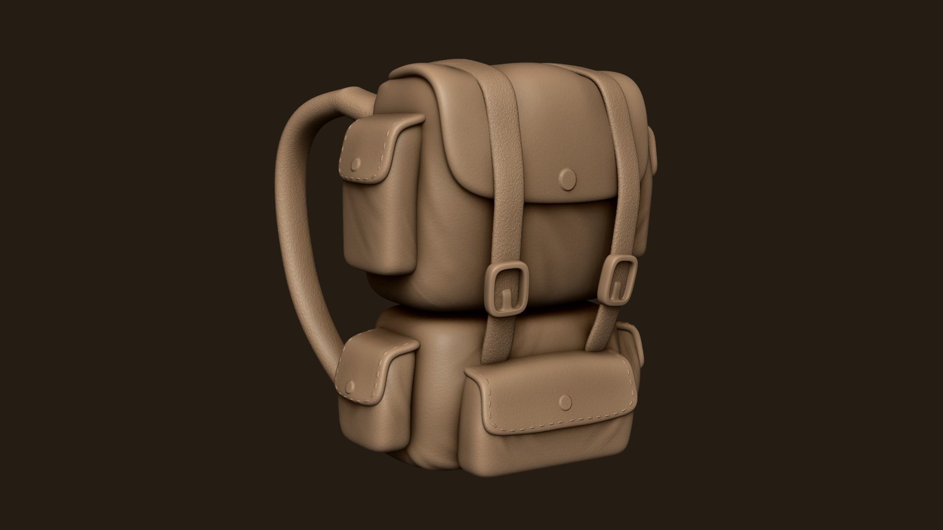 Desert Camouflage Backpack - Character Military Low-poly 3D model_3