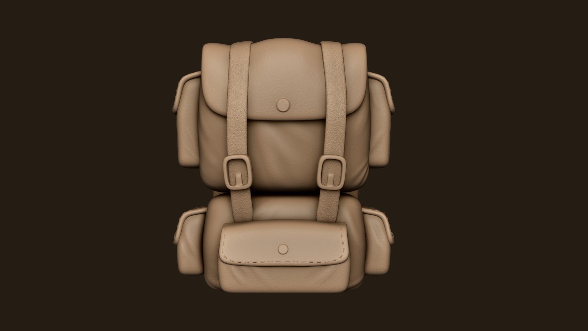 Desert Camouflage Backpack - Character Military Low-poly 3D model_4
