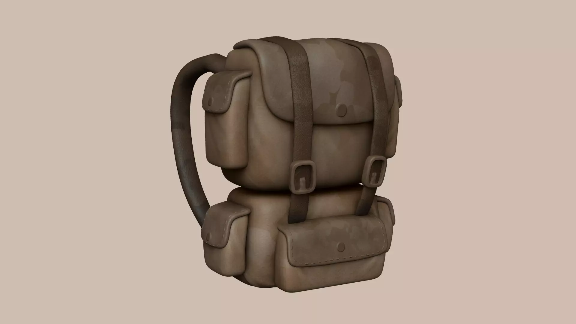 Desert Camouflage Backpack - Character Military Low-poly 3D model_0