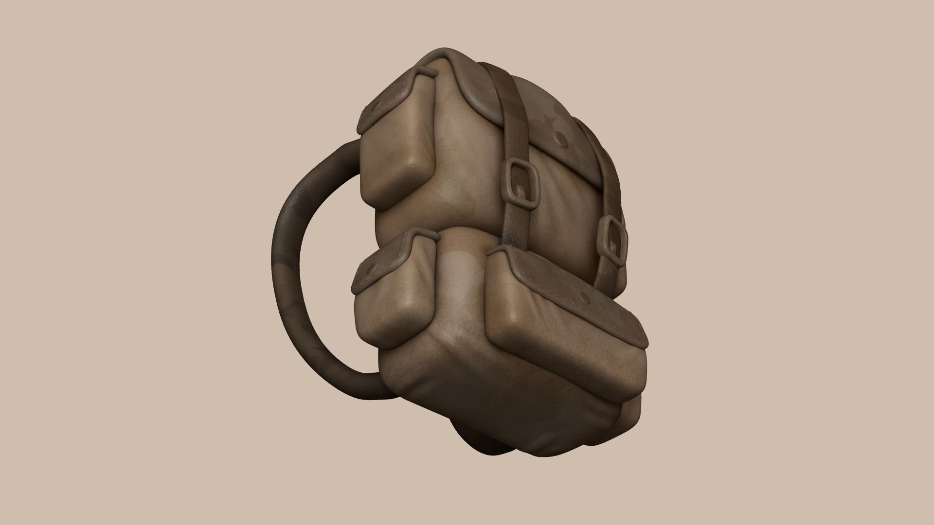 Desert Camouflage Backpack - Character Military Low-poly 3D model_5