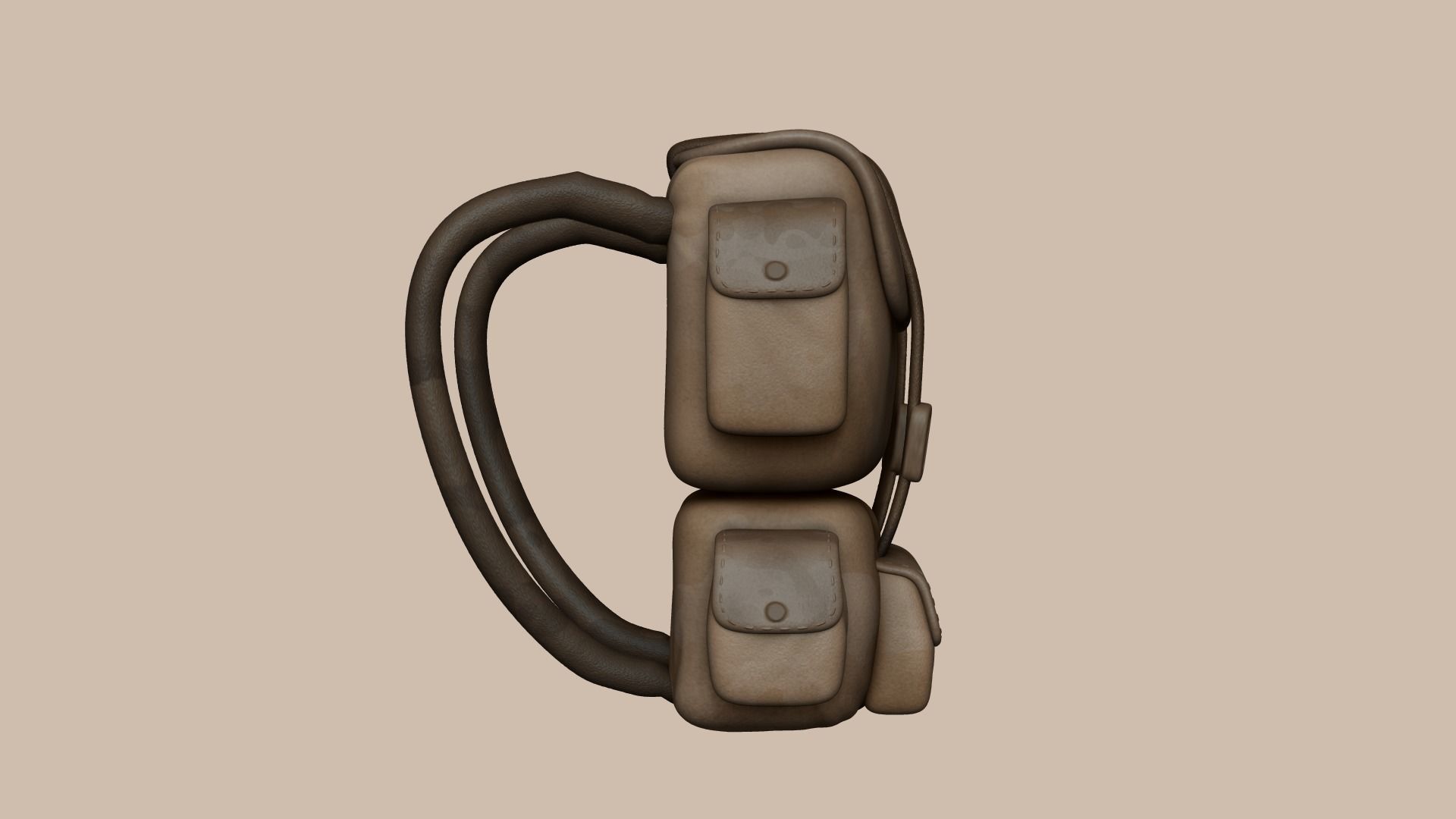 Desert Camouflage Backpack - Character Military Low-poly 3D model_6