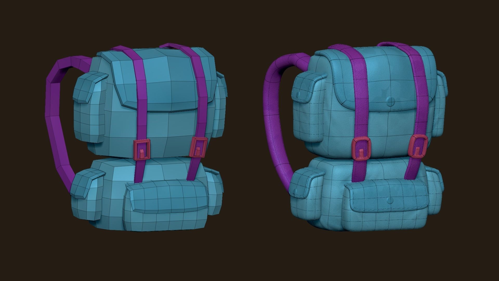 Desert Camouflage Backpack - Character Military Low-poly 3D model_9