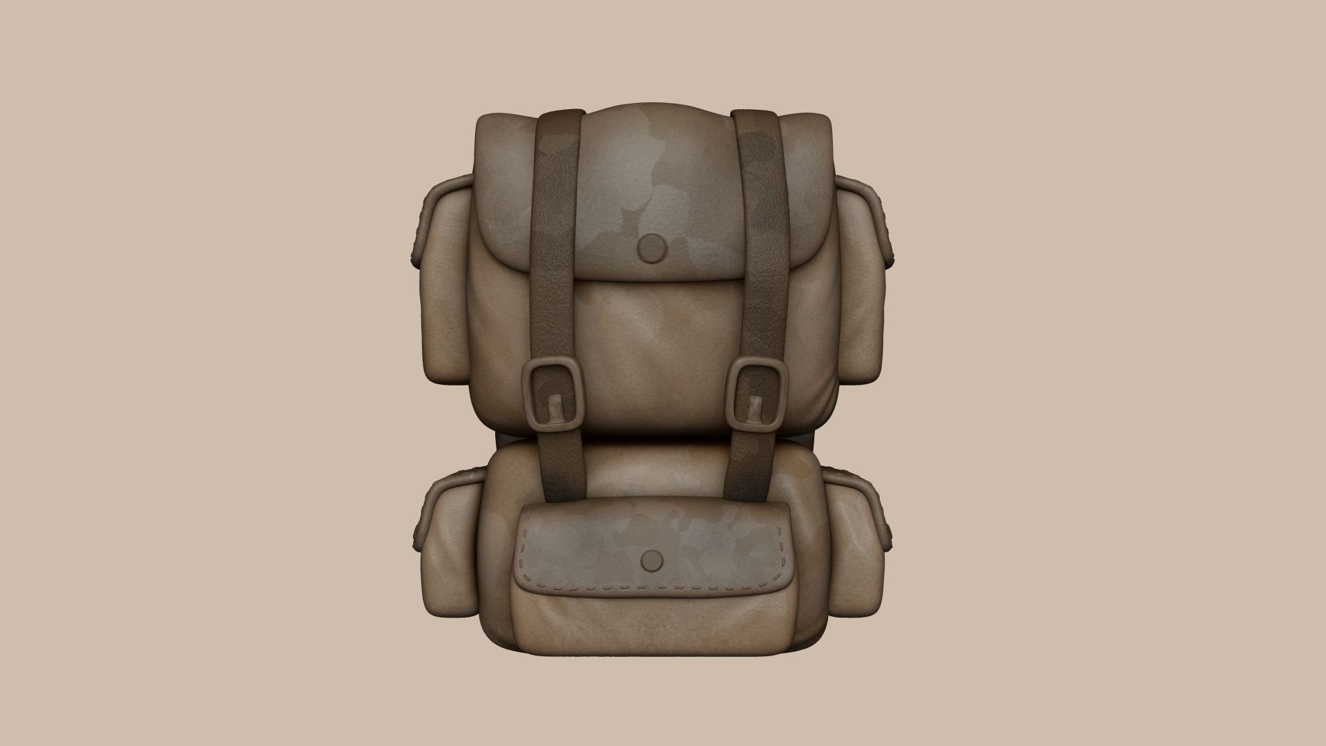 Desert Camouflage Backpack - Character Military Low-poly 3D model_1