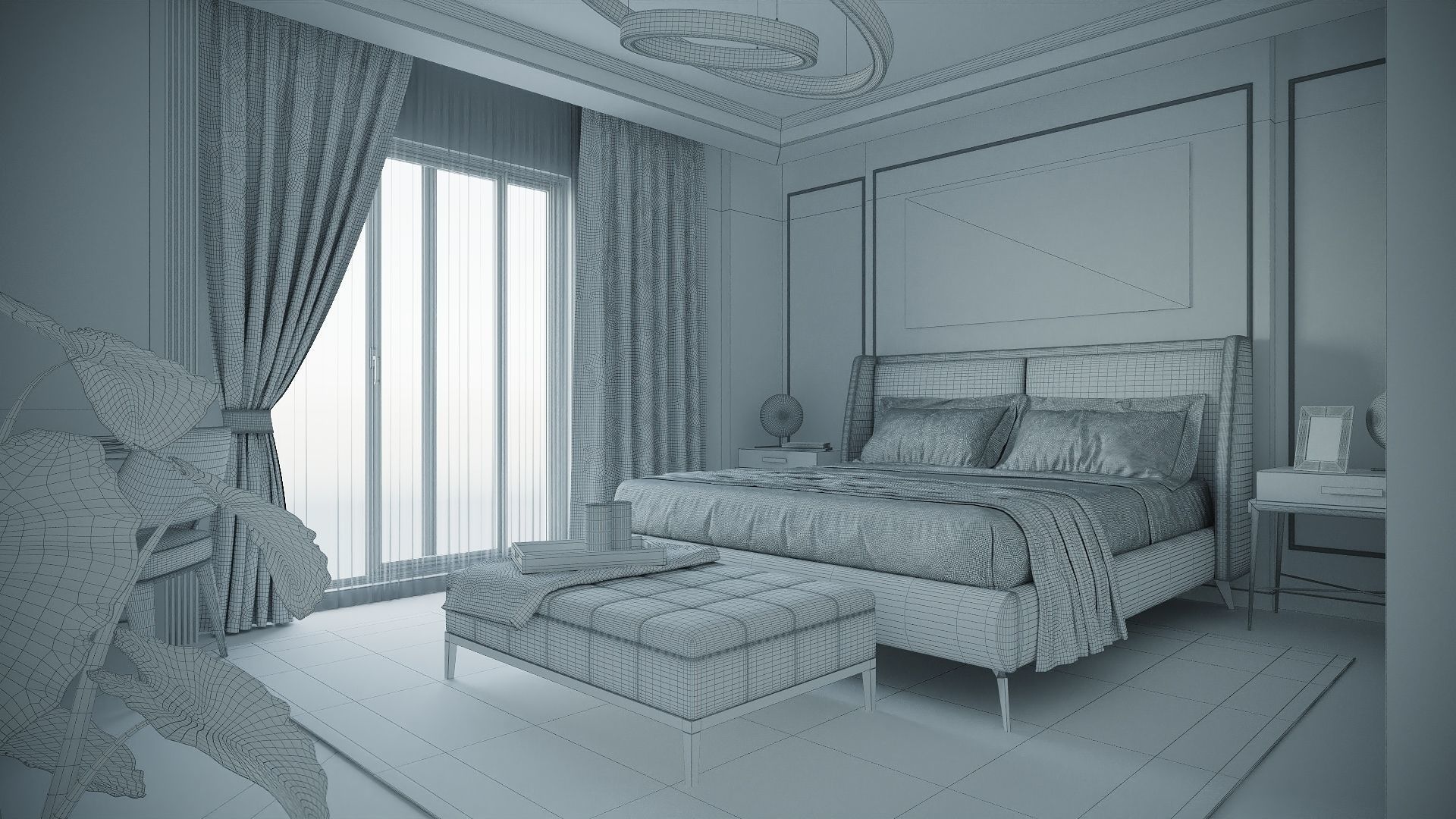 Simple Bedroom  Interior 3 3D model_4