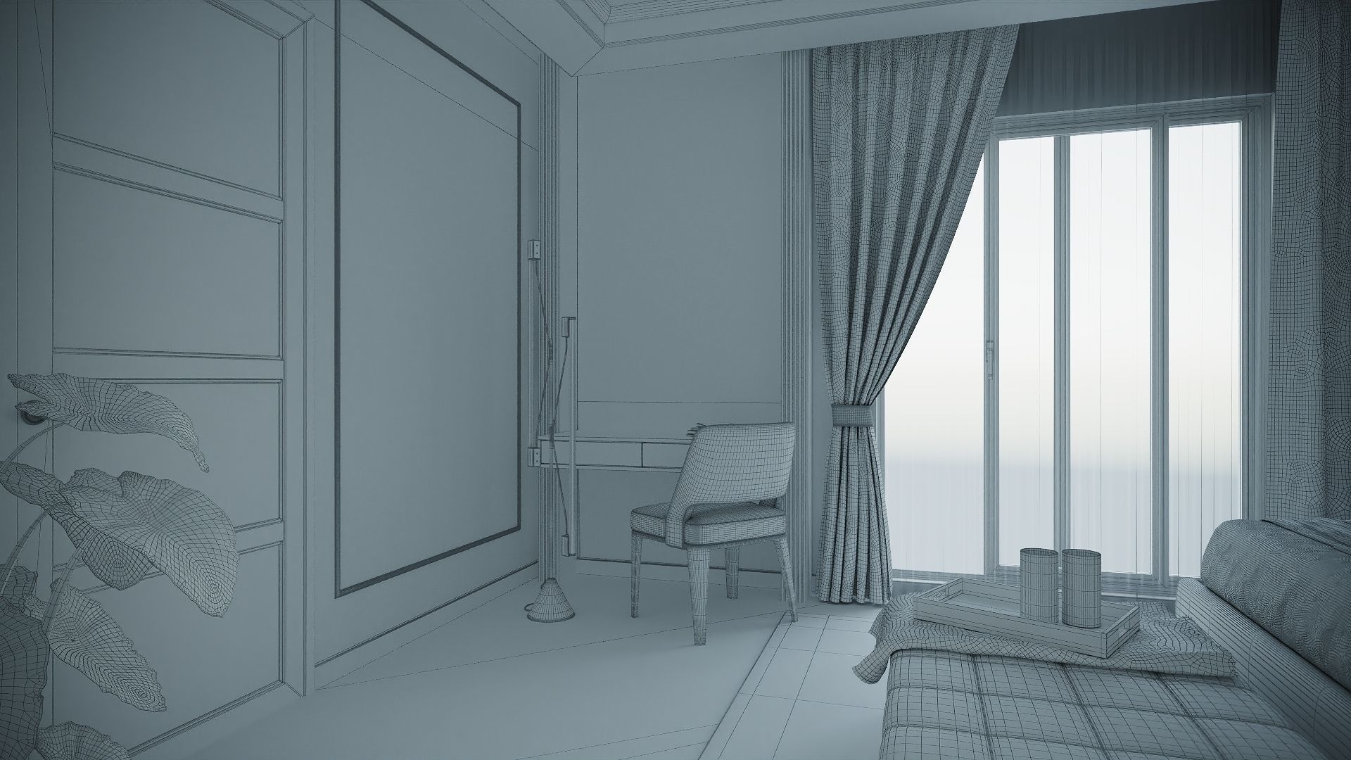 Simple Bedroom  Interior 3 3D model_5