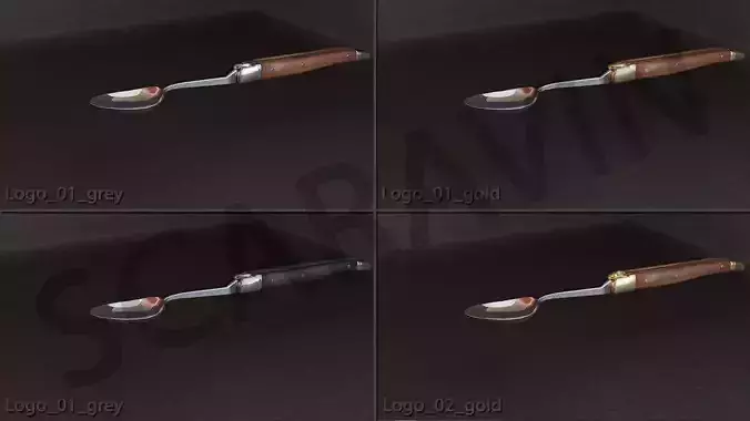 Spoon Laguiole style Low-poly 3D model