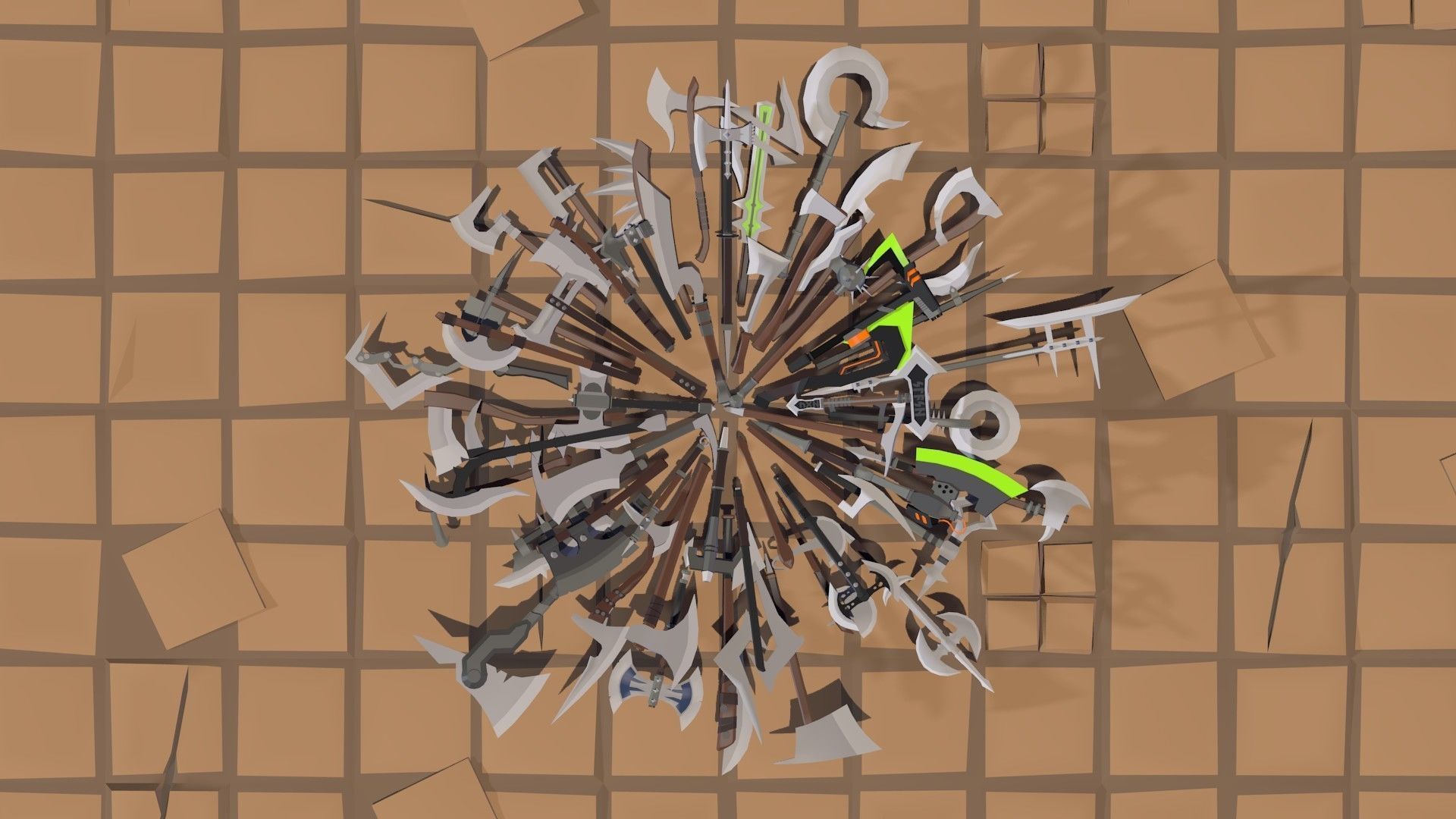 50 Low Poly Axes Low-poly 3D model_1