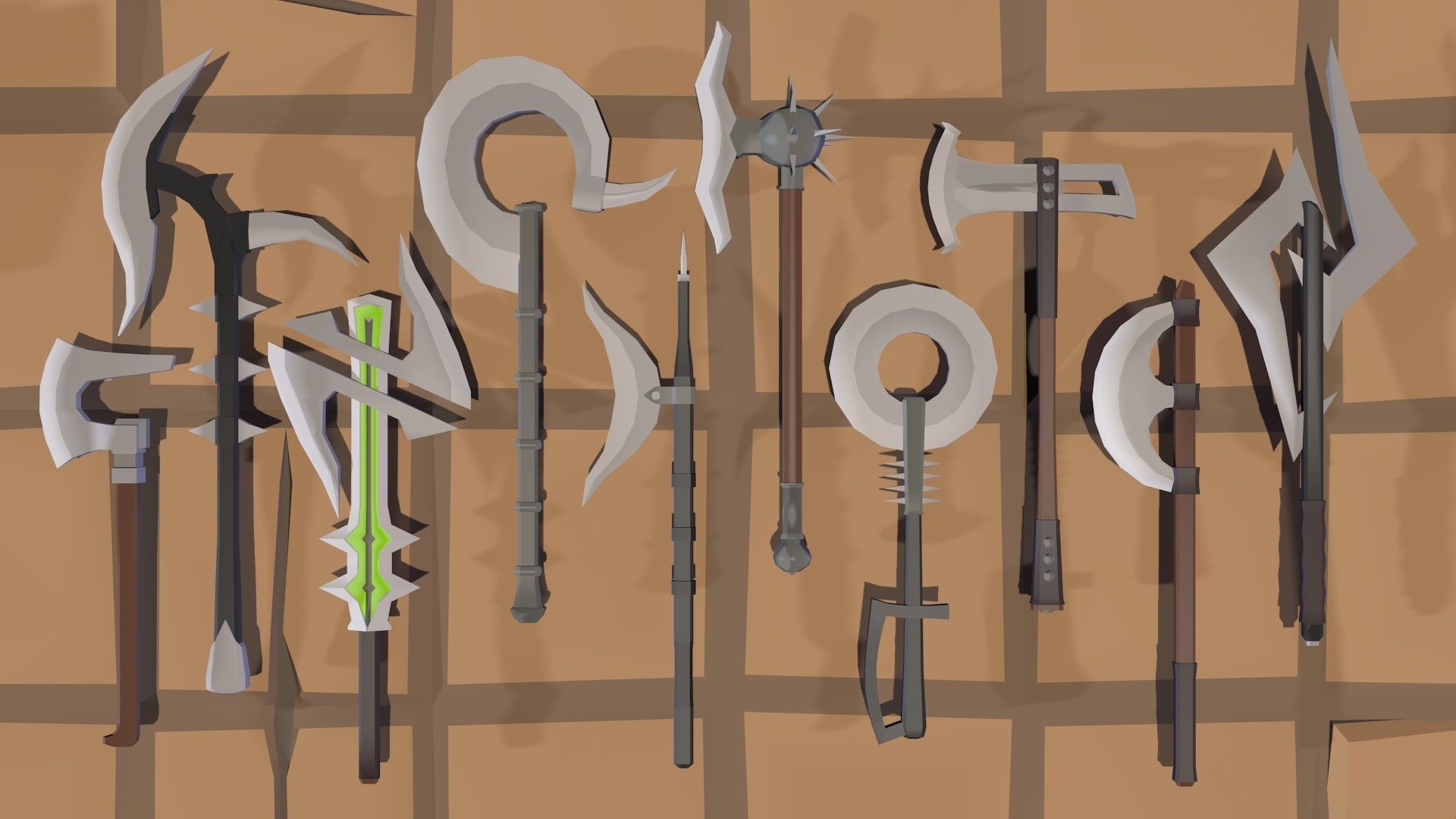 50 Low Poly Axes Low-poly 3D model_5