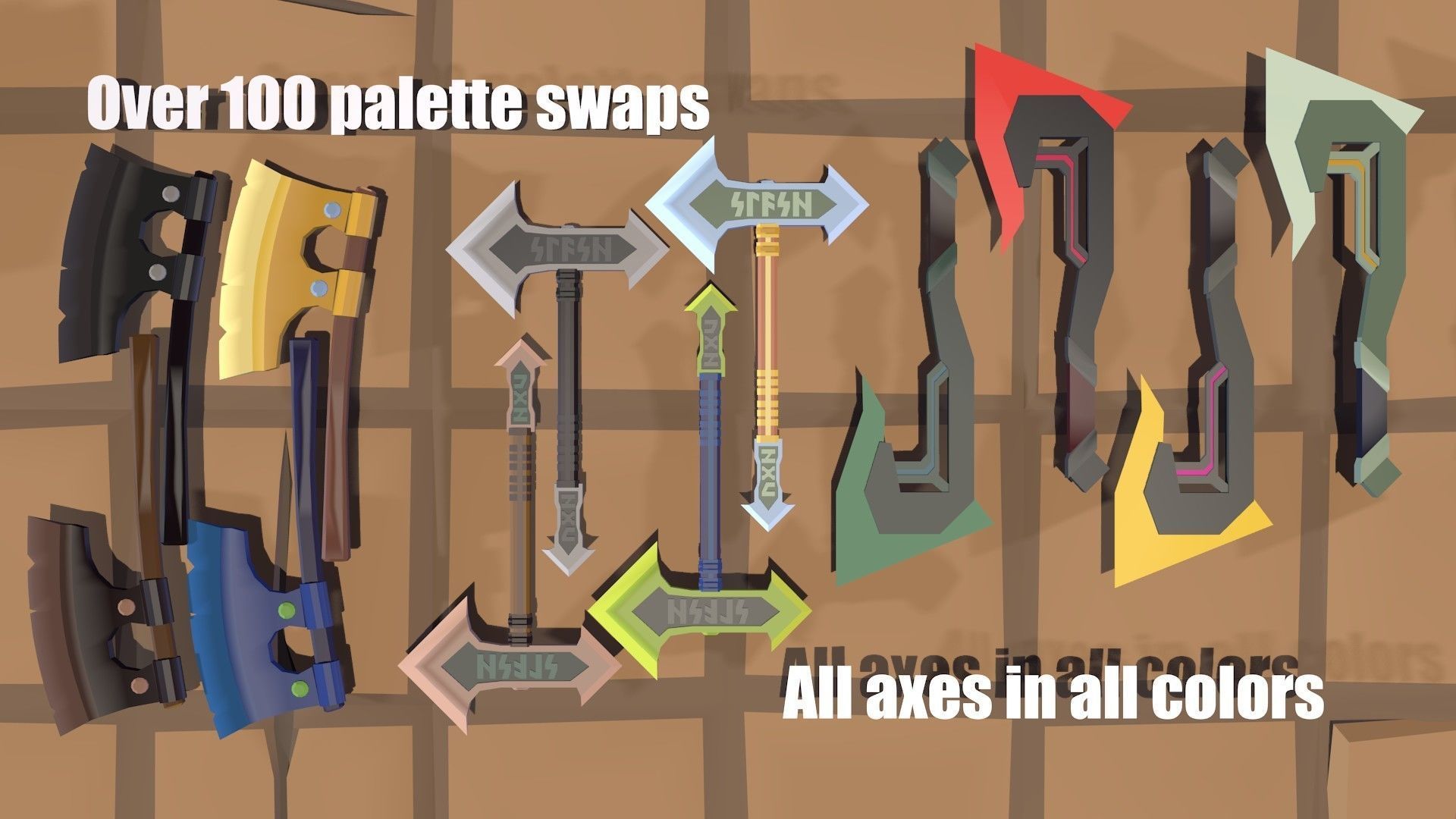 50 Low Poly Axes Low-poly 3D model_7