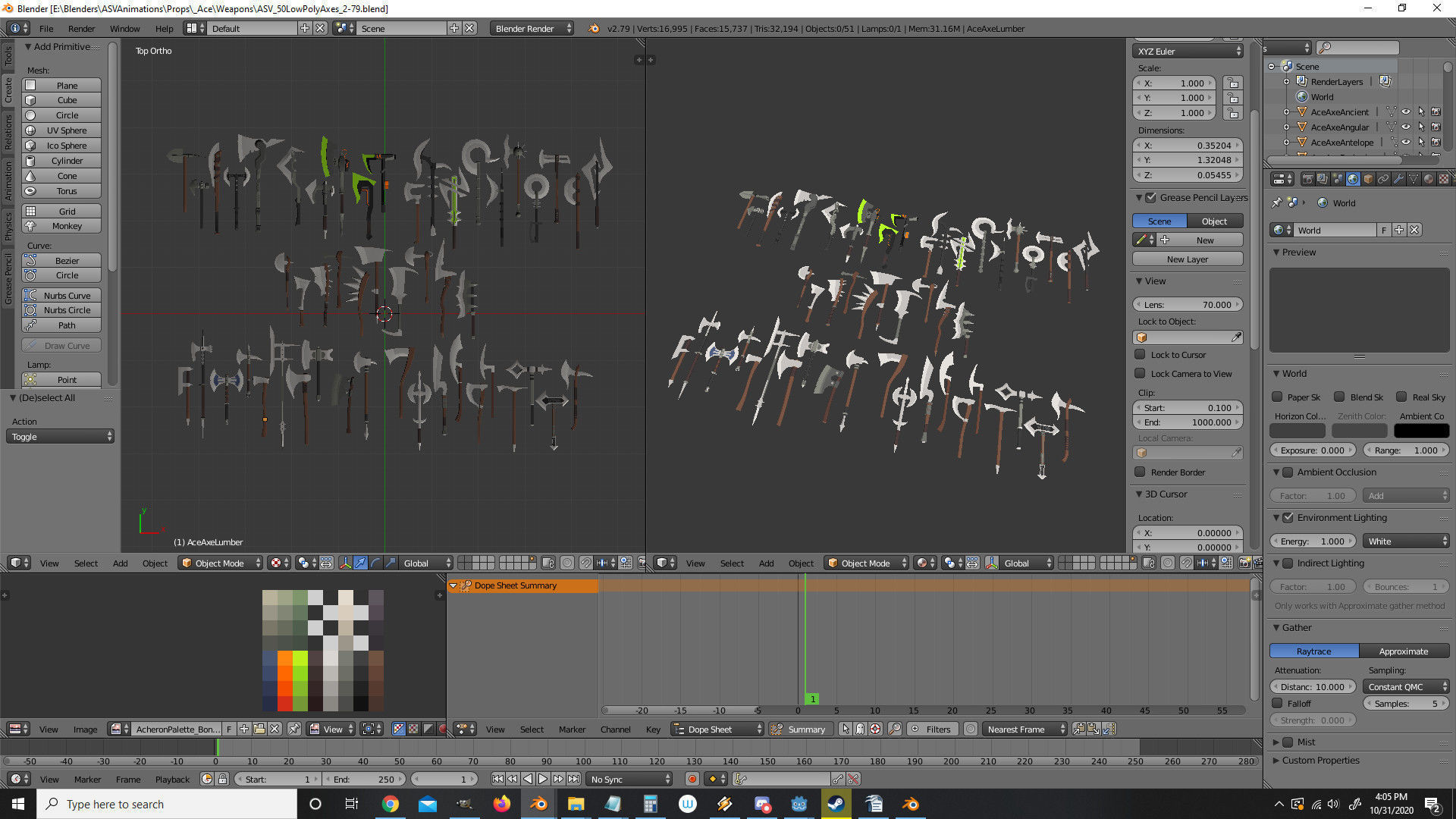 50 Low Poly Axes Low-poly 3D model_8