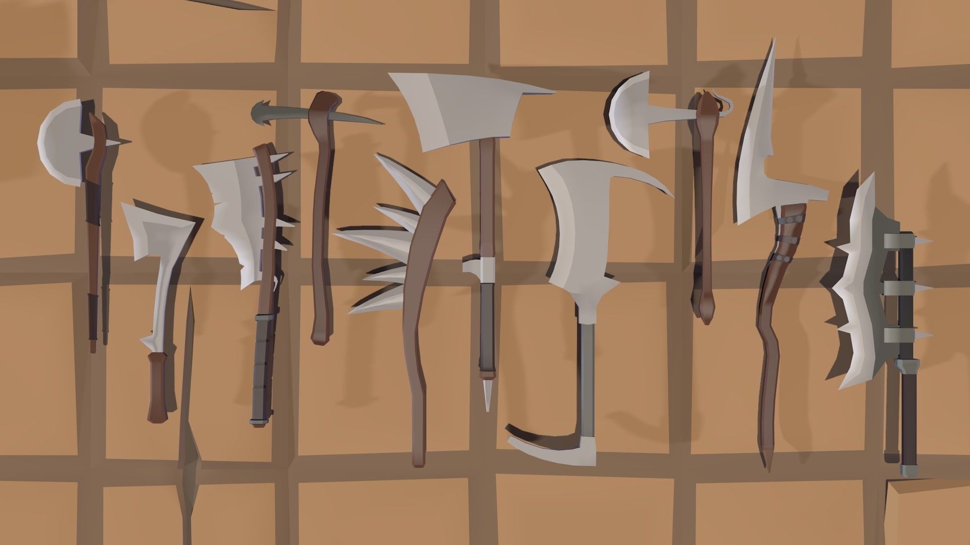 50 Low Poly Axes Low-poly 3D model_4