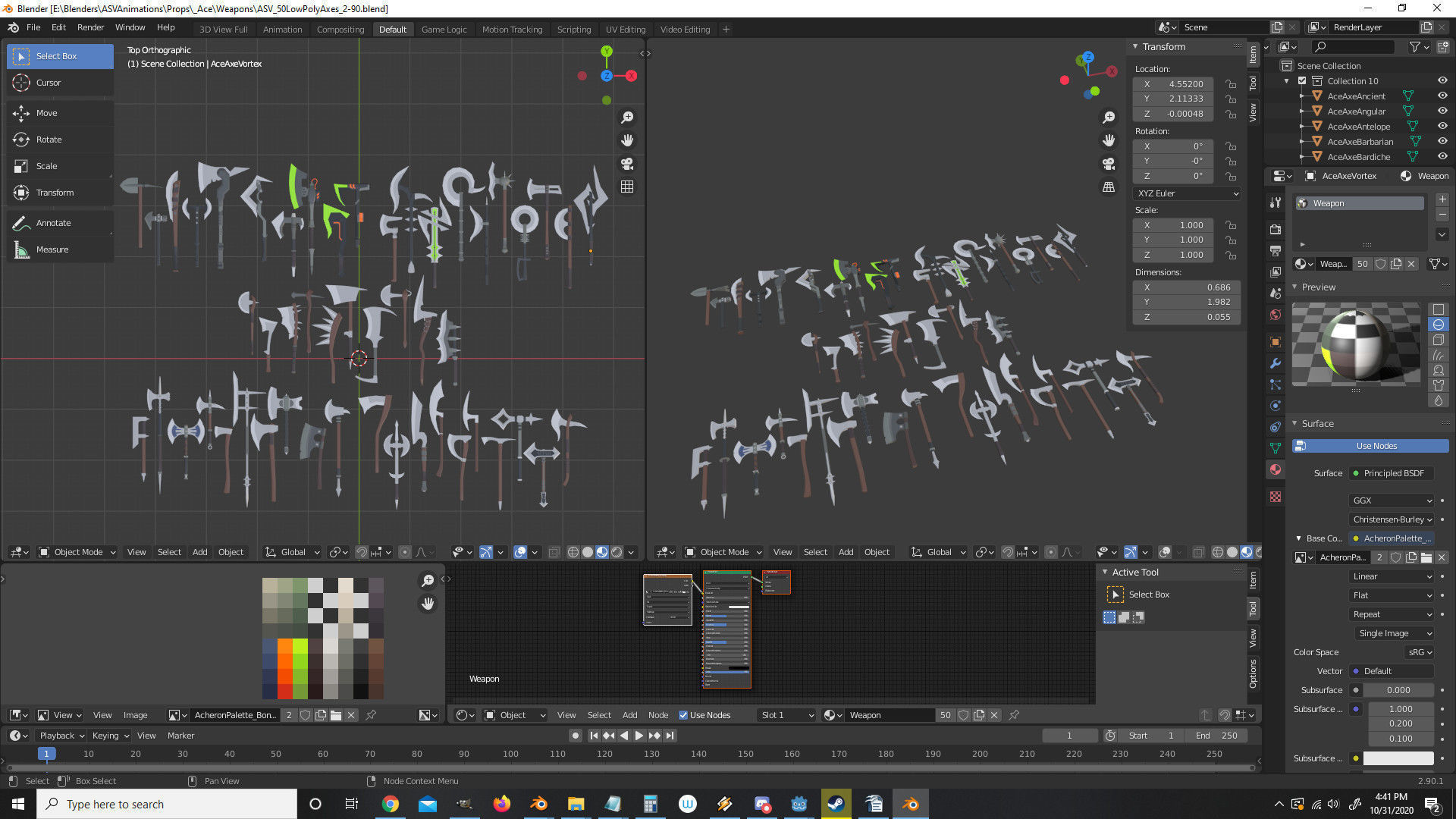 50 Low Poly Axes Low-poly 3D model_9