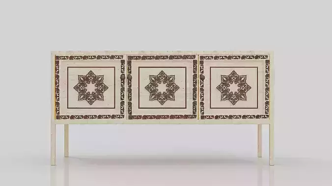 Sideboards 3 Doors in Light Wood Free 3D model