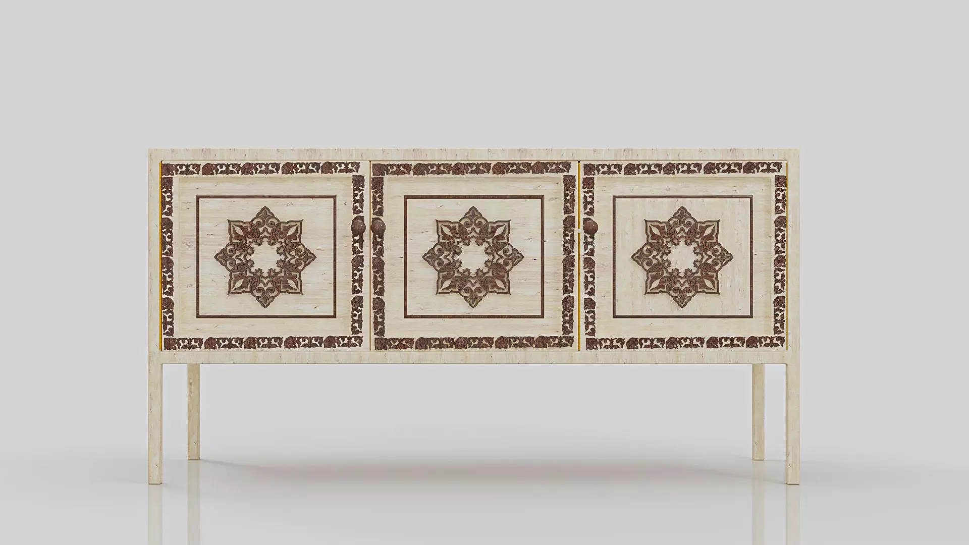 Sideboards 3 Doors in Light Wood Free 3D model
