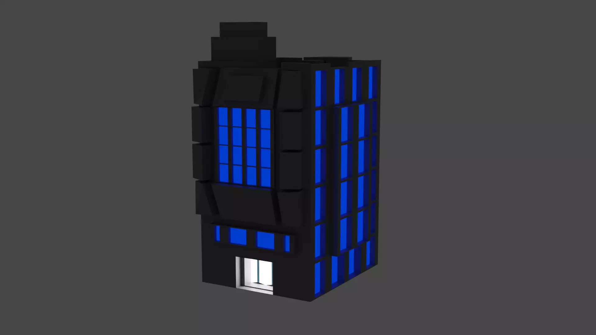 Hotel-Bank building with windows Free low-poly 3D model