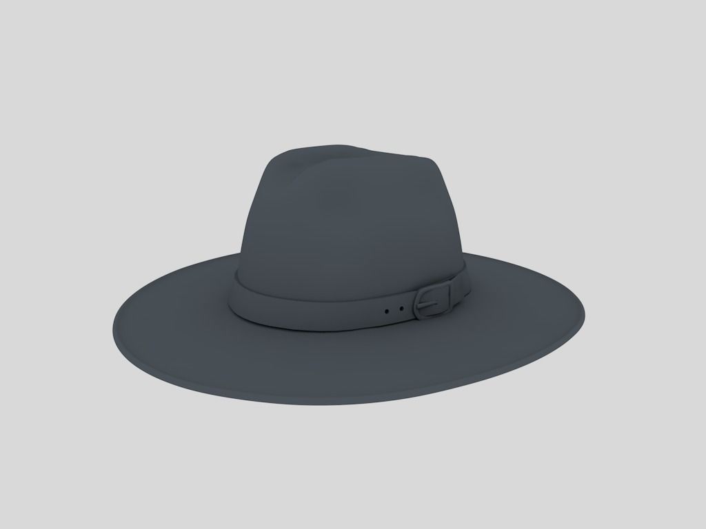 hat 2 fedora Low-poly 3D model_9