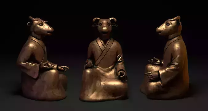 Bronze 12 Zodiac Animals Cow Sculpture 3D model