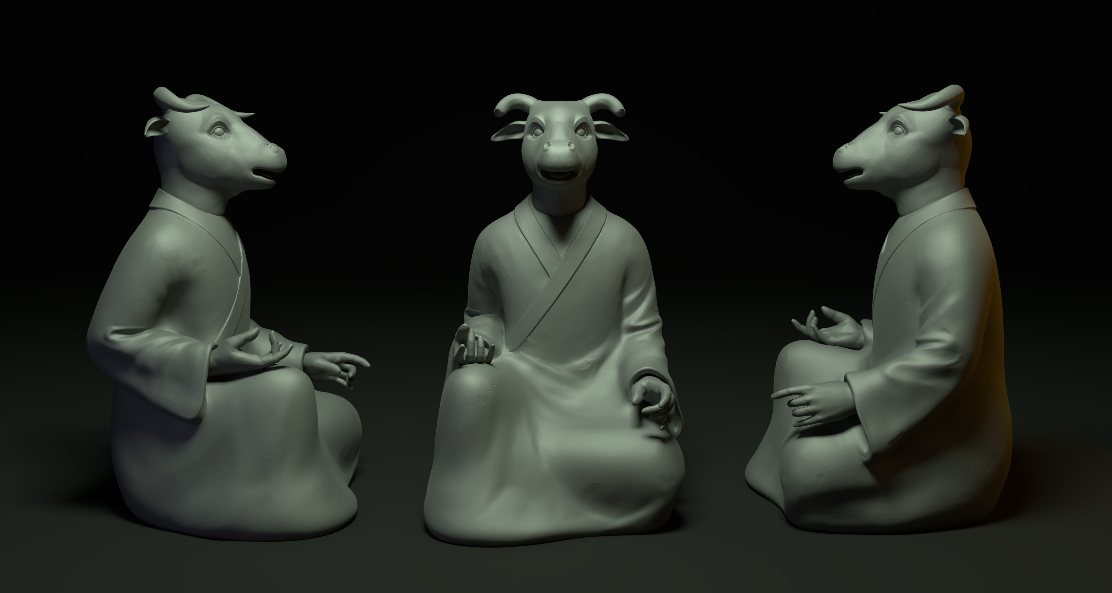 Bronze 12 Zodiac Animals Cow Sculpture 3D model 3D model_1