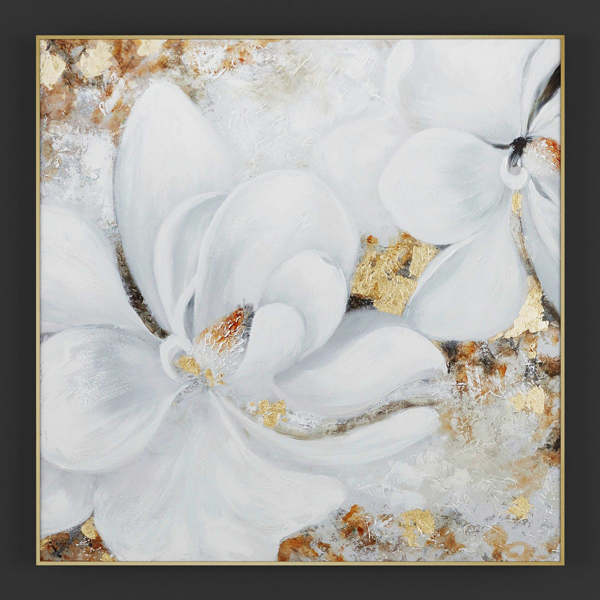 Pictures96 gold and painting with palm leaves Low-poly 3D model_1