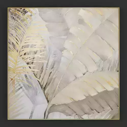 Pictures96 gold and painting with palm leaves Low-poly 3D model