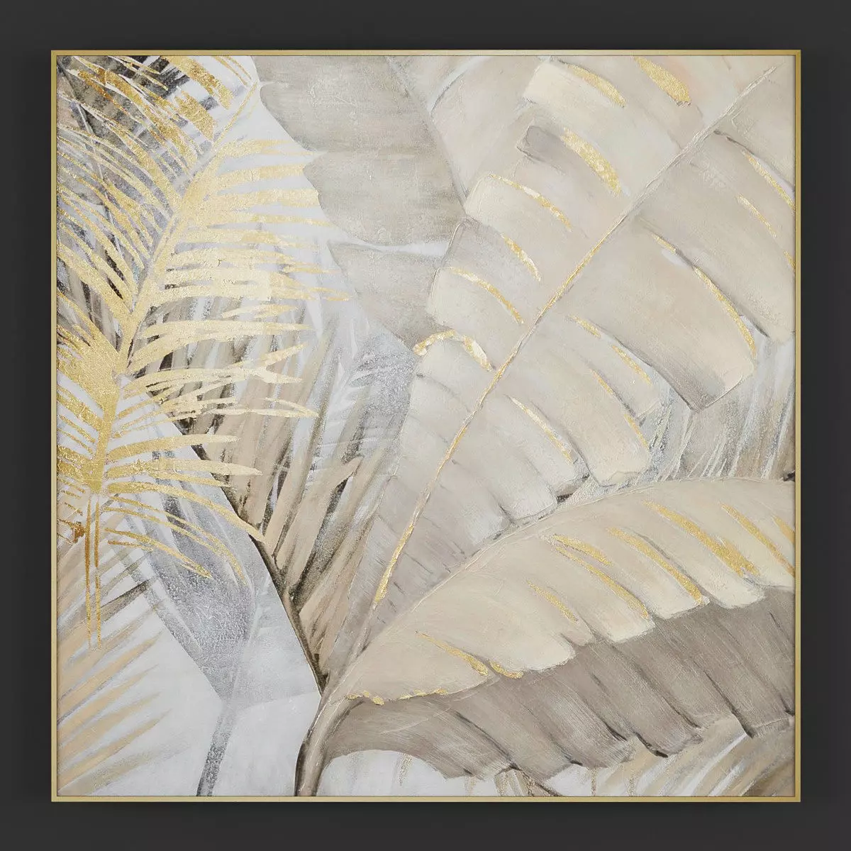 Pictures96 gold and painting with palm leaves Low-poly 3D model_0