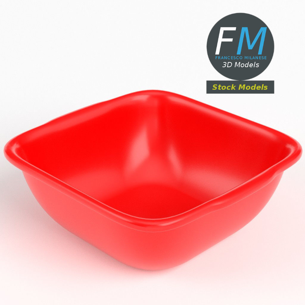 Square plastic basin 3D model_4