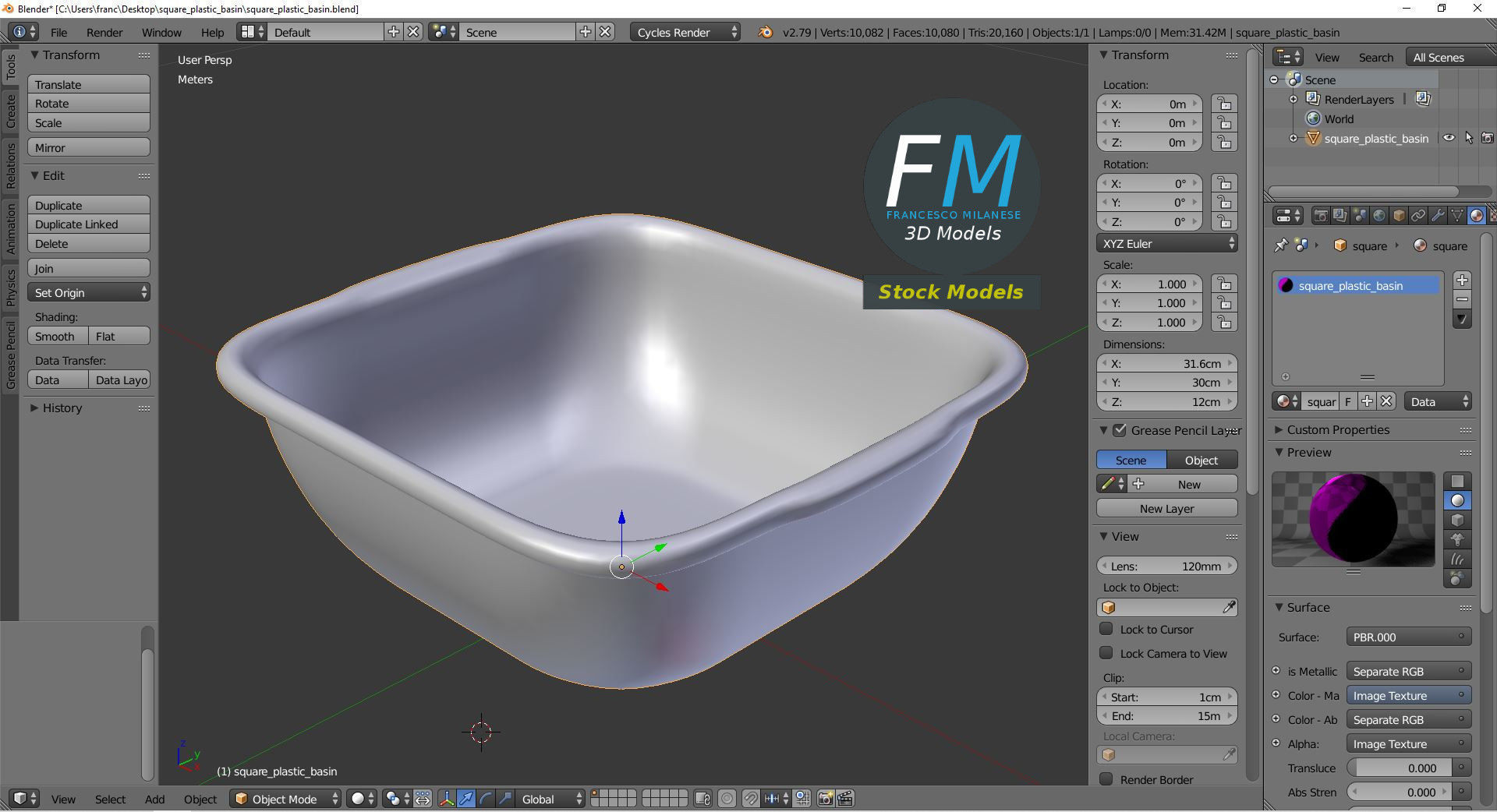 Square plastic basin 3D model_9