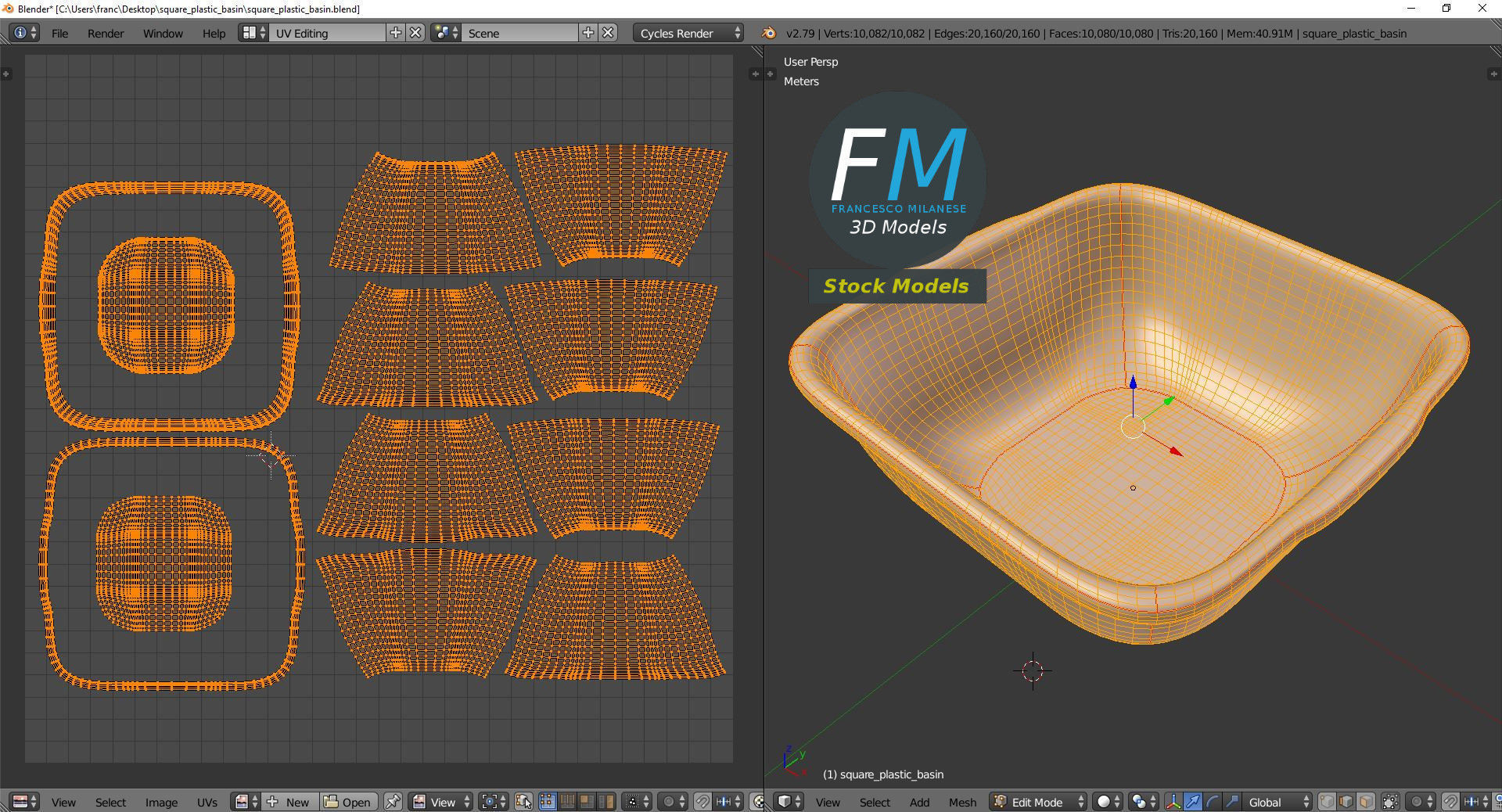 Square plastic basin 3D model_10