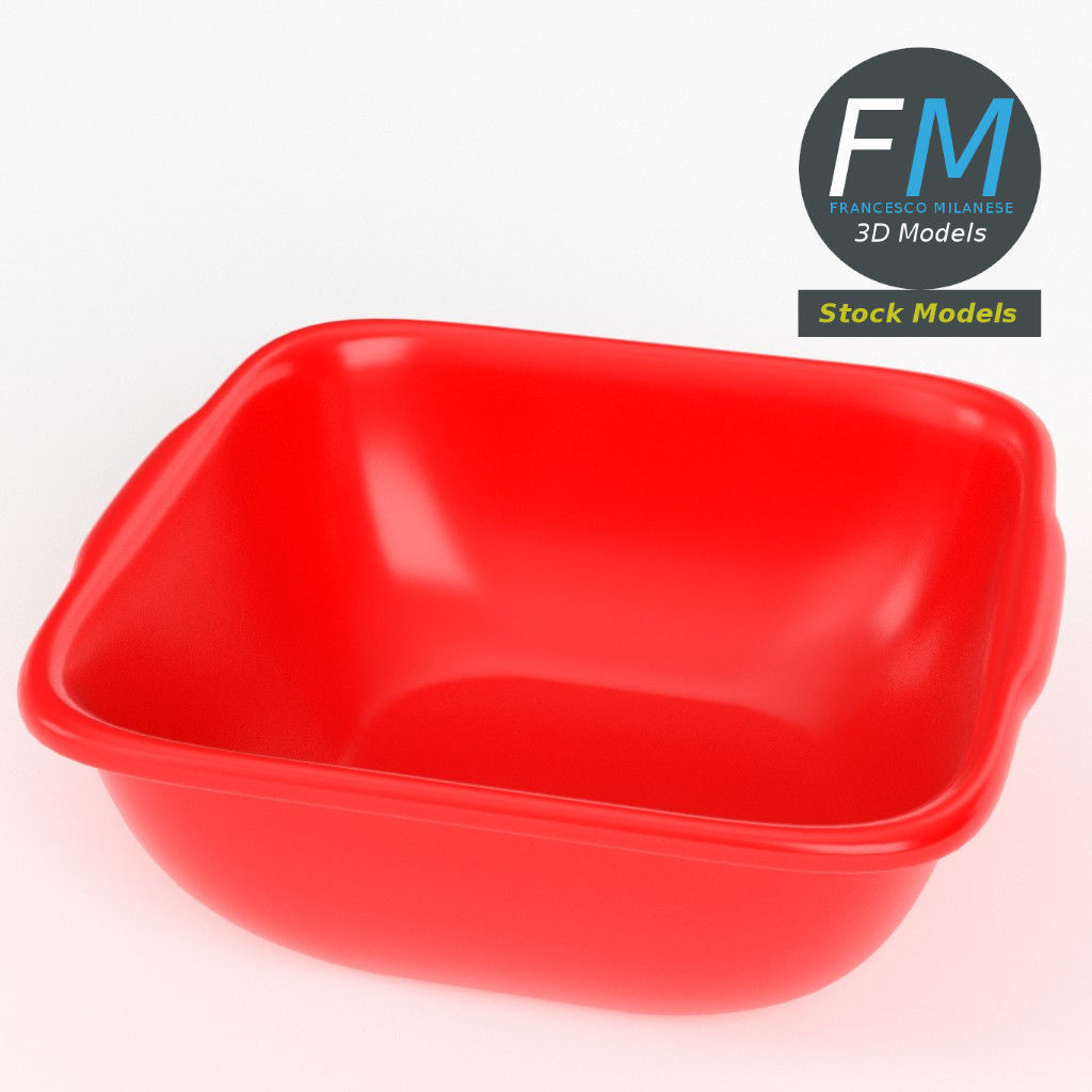 Square plastic basin 3D model_2