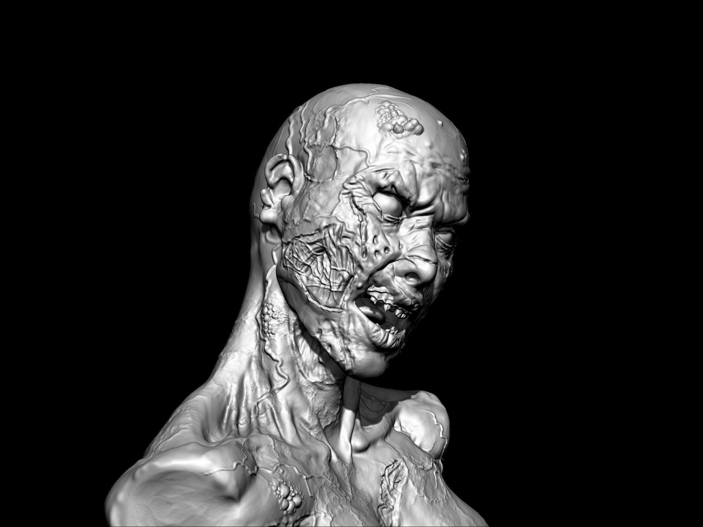 Zombie girl 3d print for Halloween bust 3D print model_1