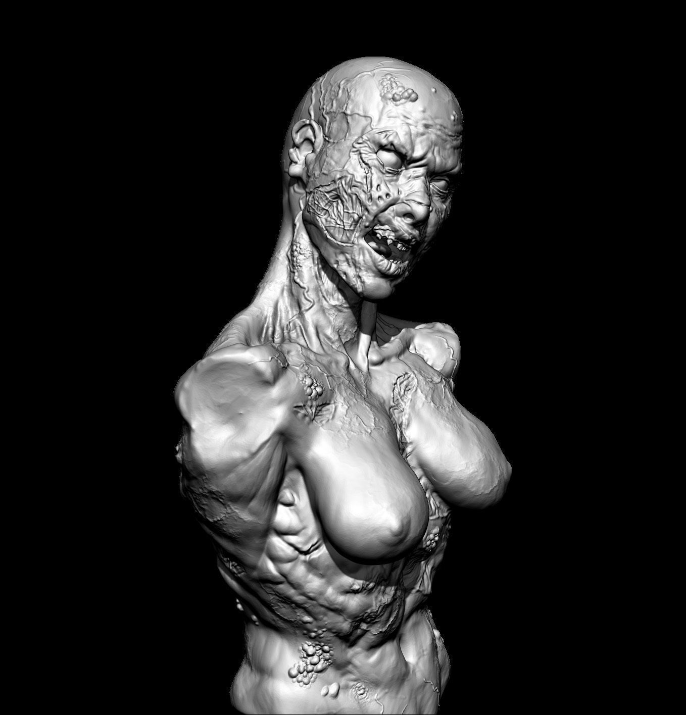 Zombie girl 3d print for Halloween bust 3D print model_2
