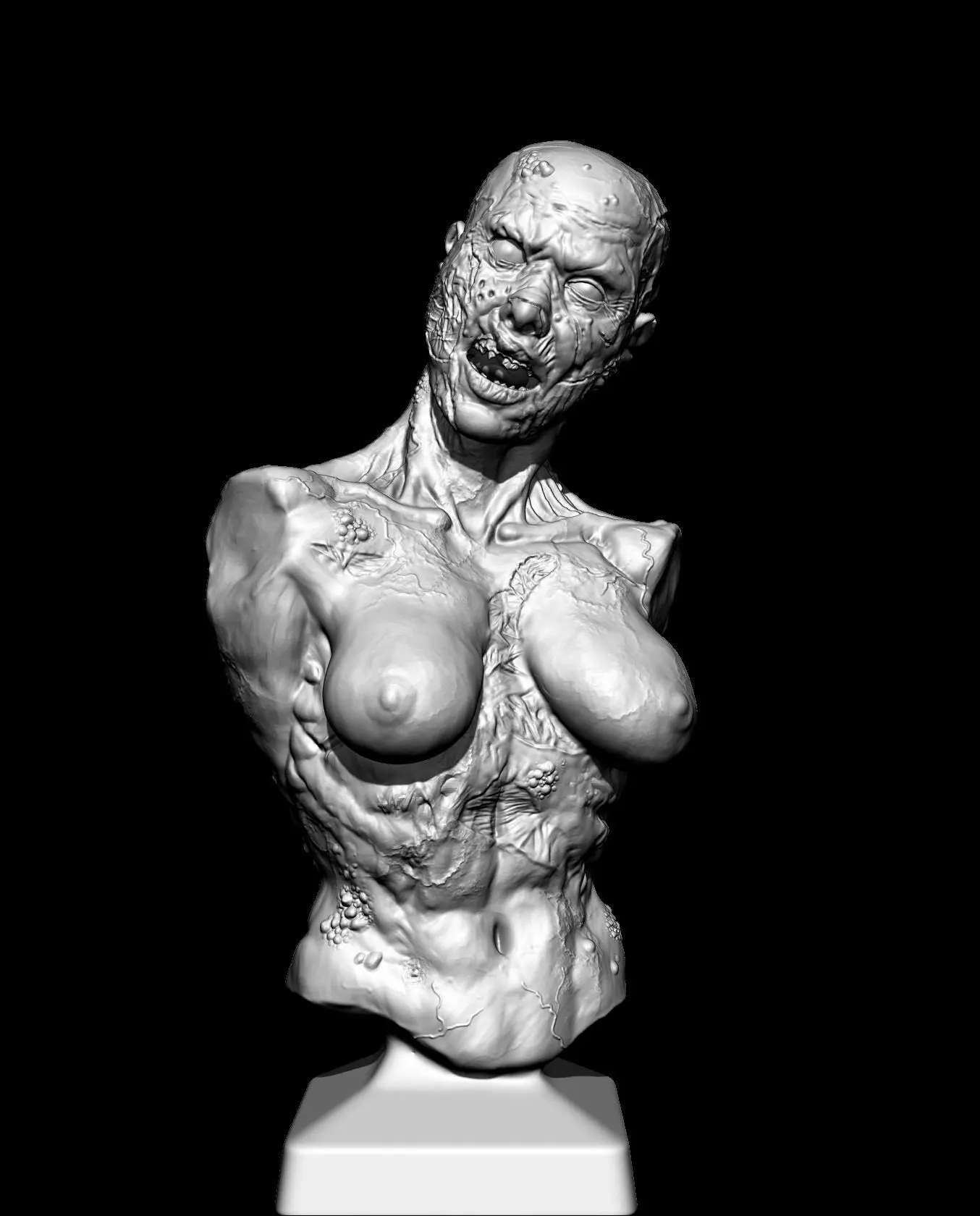 Zombie girl 3d print for Halloween bust 3D print model_0