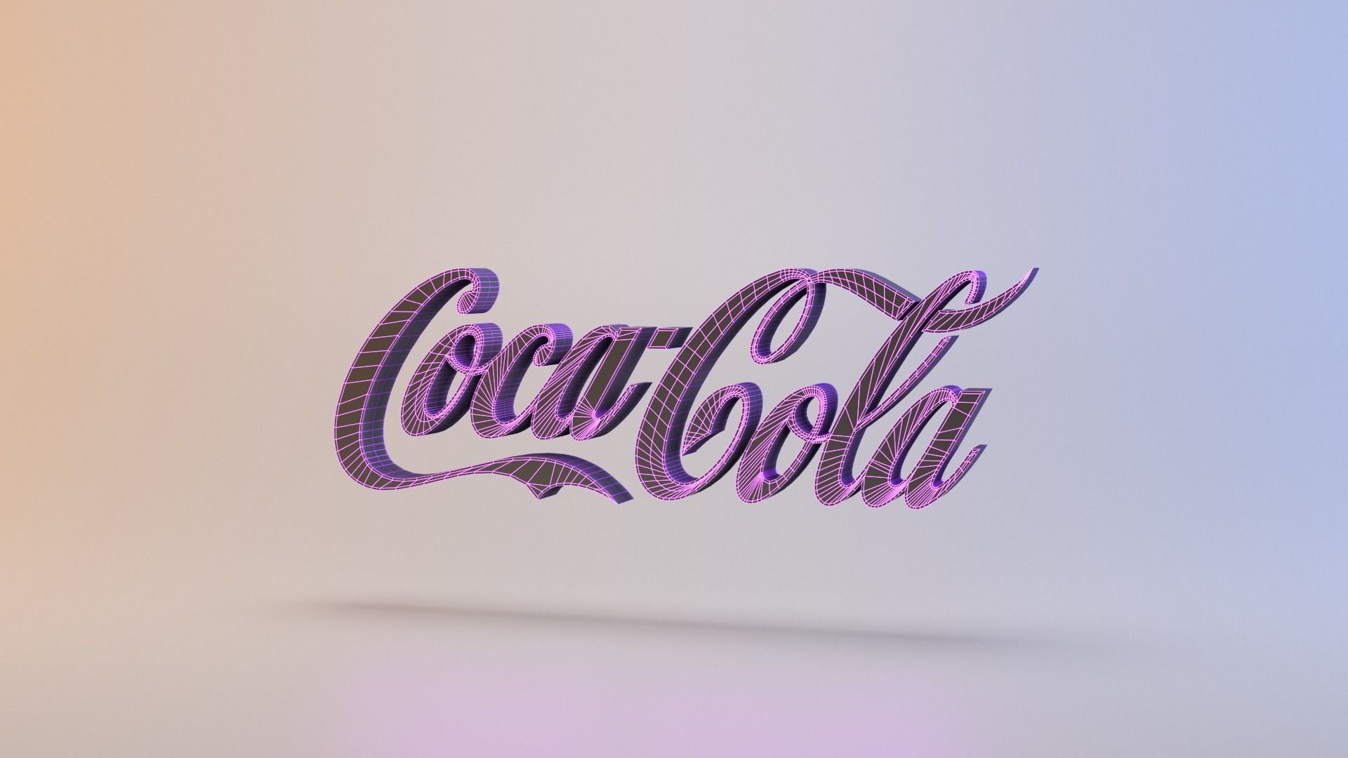 Coca Cola Logo Low-poly 3D model_1
