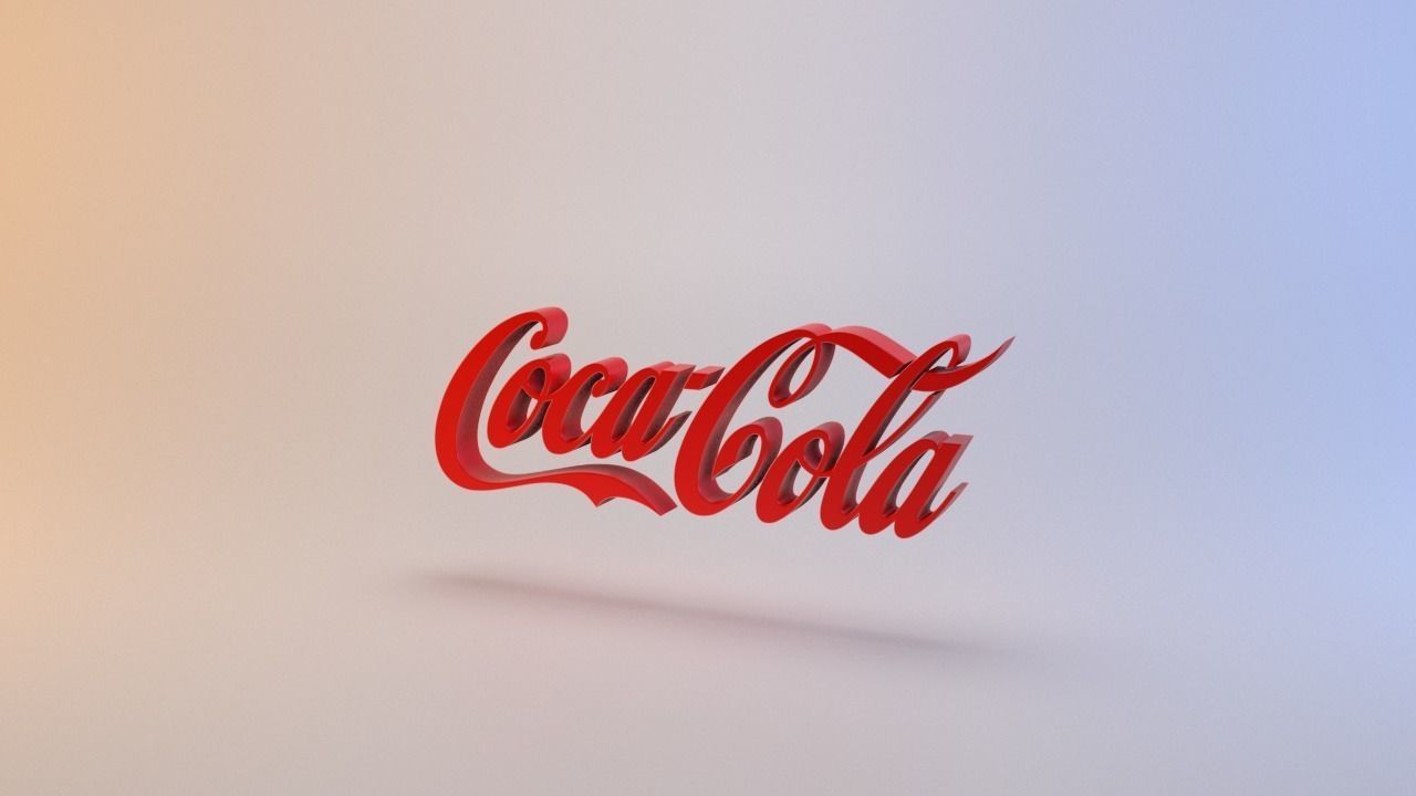 Coca Cola Logo Low-poly 3D model_4