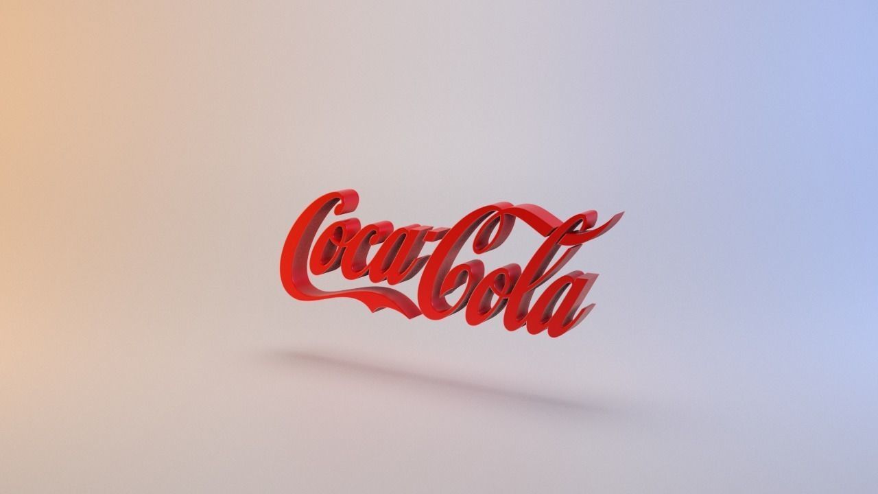 Coca Cola Logo Low-poly 3D model_2