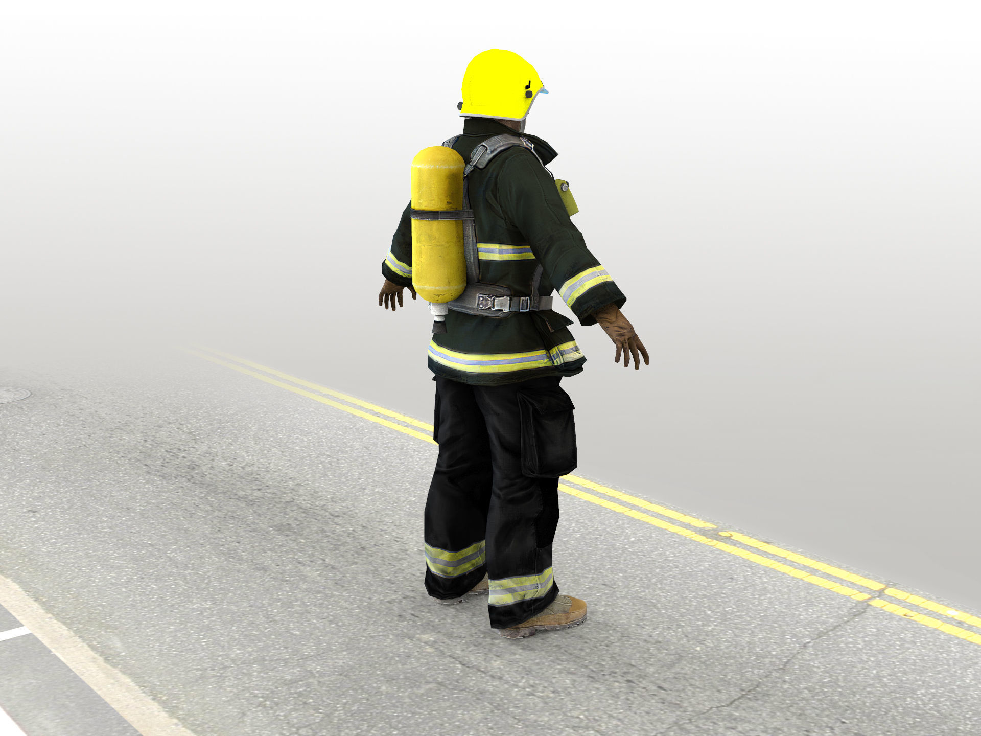 Firefighter in Helmet F1SF Rigged Character Low-poly 3D model_9