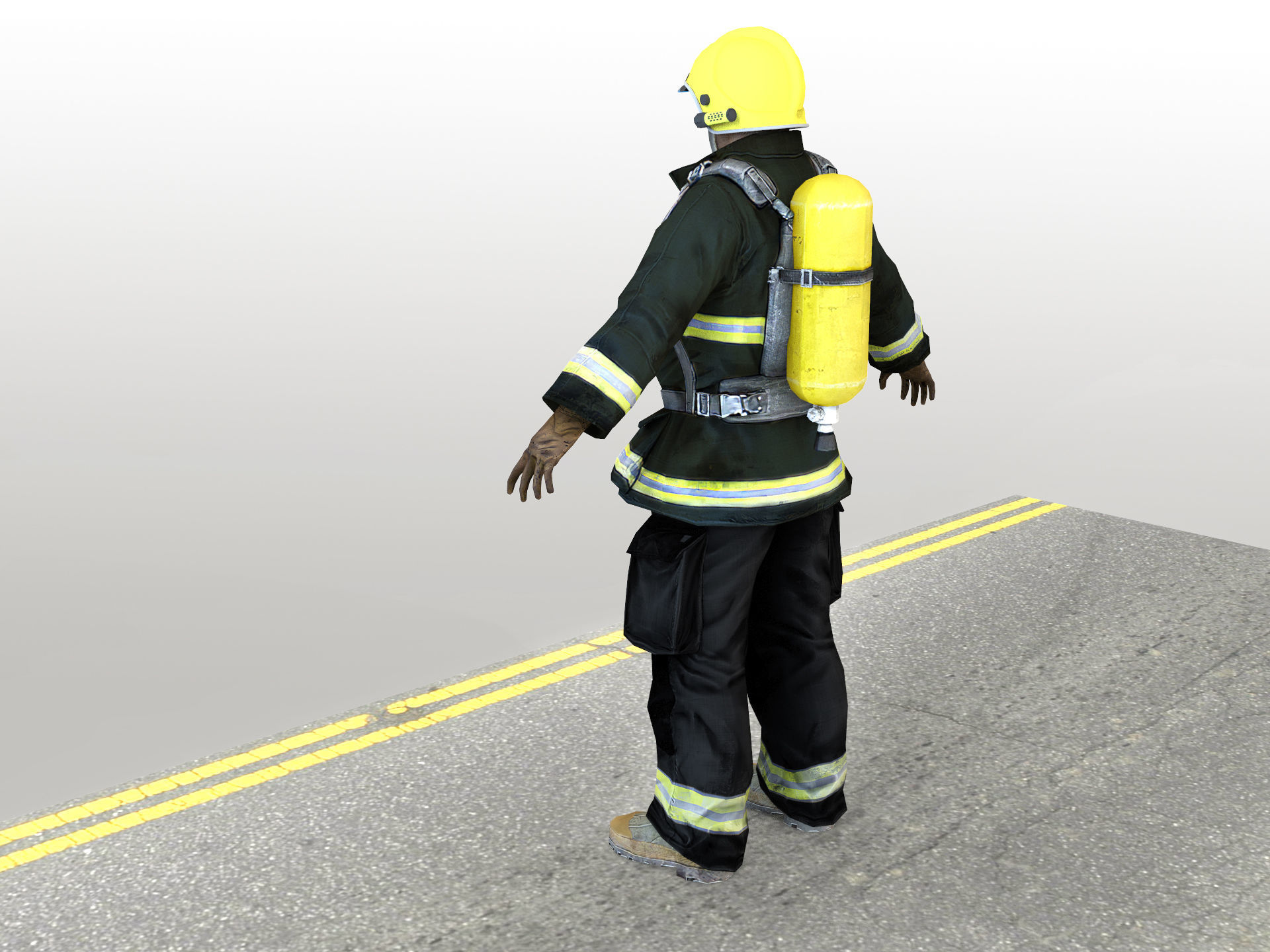 Firefighter in Helmet F1SF Rigged Character Low-poly 3D model_8